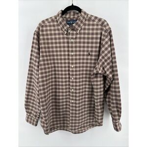 Ralph Lauren Men's XXL Big Shirt Red Green Brown Plaid Button Down Long Sleeve